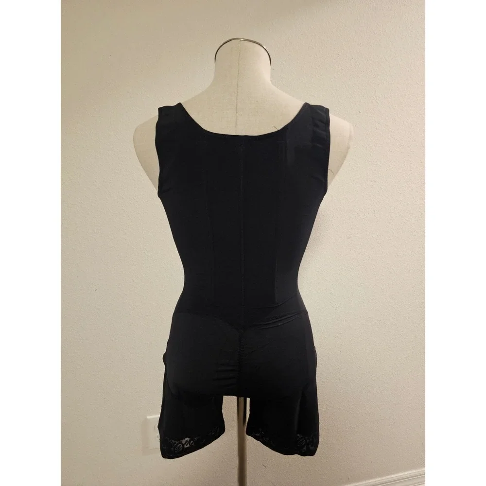 Medium Black Full Body Shapewear Bodysuit With Lace Trim
